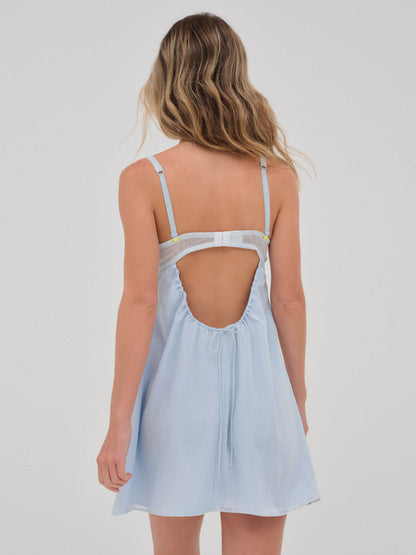 For Love and Lemons - Gingham Rose Slip Dress - Blue