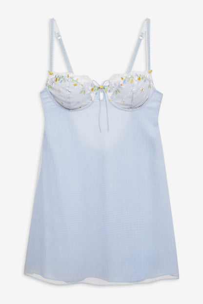 For Love and Lemons - Gingham Rose Slip Dress - Blue
