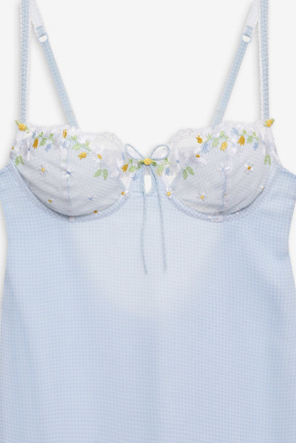 For Love and Lemons - Gingham Rose Slip Dress - Blue