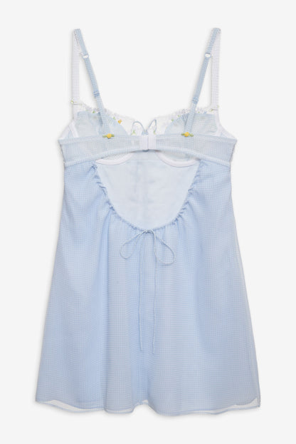 For Love and Lemons - Gingham Rose Slip Dress - Blue