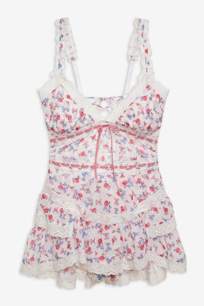 For Love and Lemons - Ditsy Day Slip Dress - Red