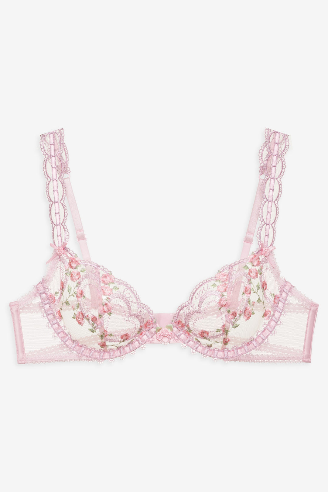 For Love and Lemons - Ily Embroidered Underwire Bra - Pink
