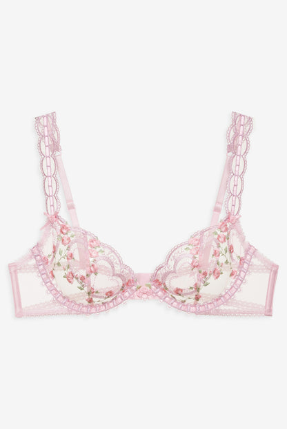 For Love and Lemons - Ily Embroidered Underwire Bra - Pink