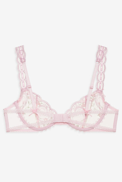 For Love and Lemons - Ily Embroidered Underwire Bra - Pink