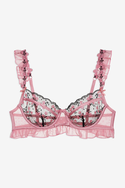 For Love and Lemons - Rose Cluster Underwire Bra - Pink