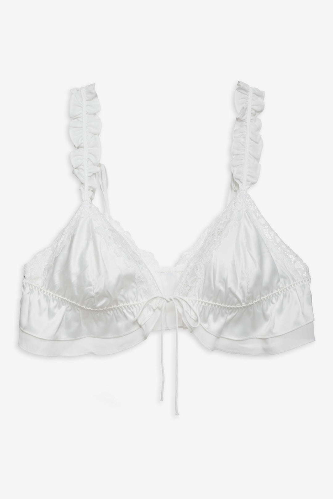 For Love and Lemons Butterfly Lace Ruffle Bralette - White