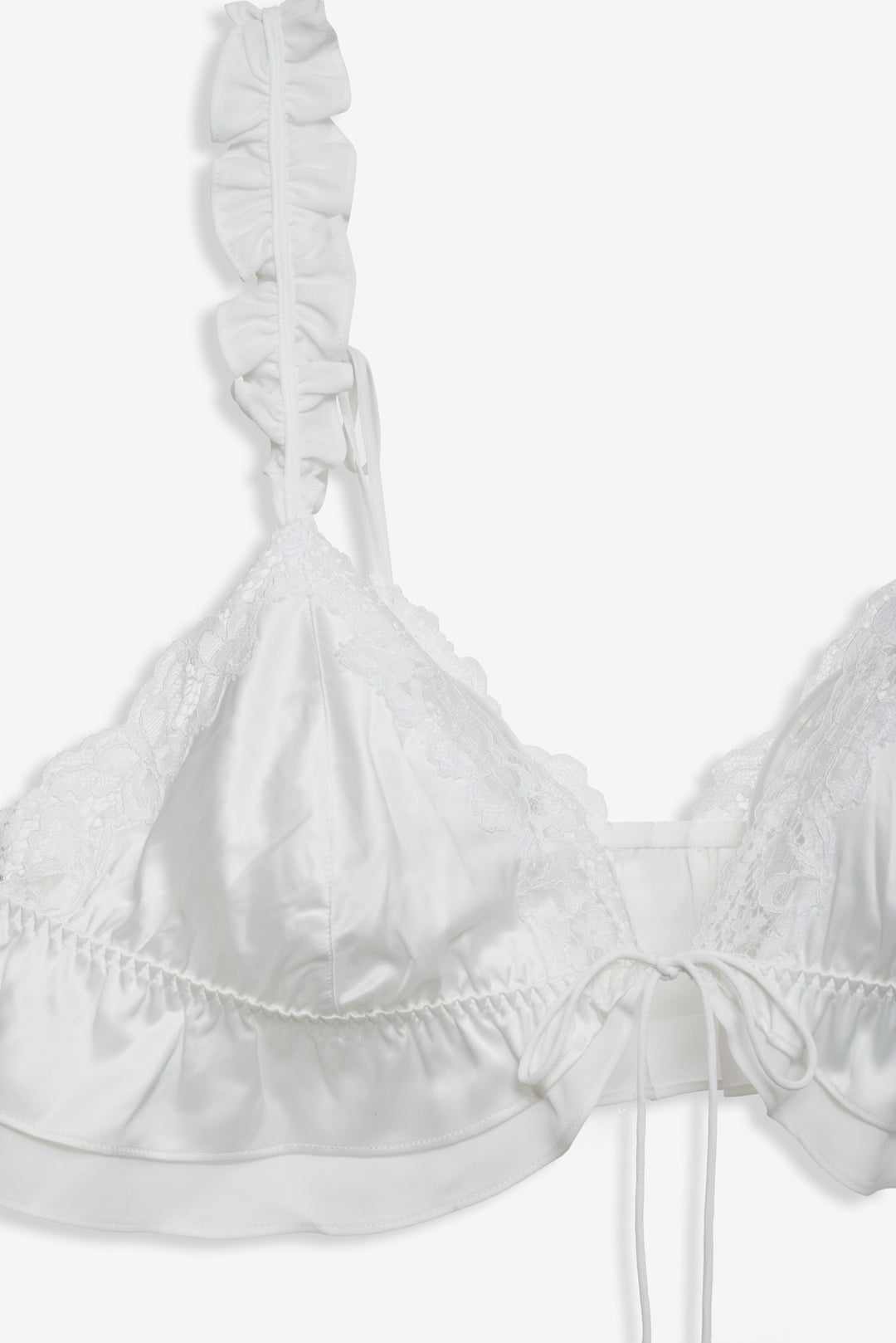 For Love and Lemons Butterfly Lace Ruffle Bralette - White