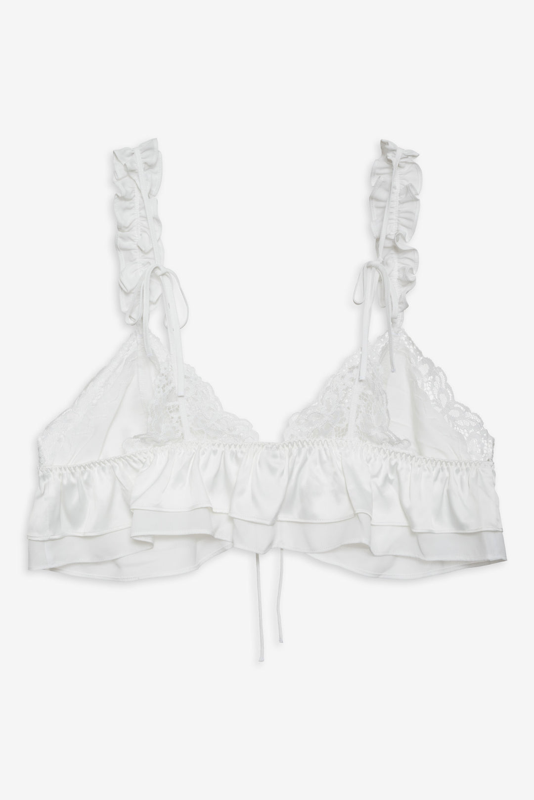 For Love and Lemons Butterfly Lace Ruffle Bralette - White