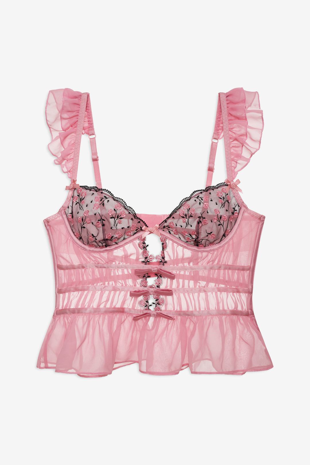 For Love and Lemons - Rose Cluster Bustier - Pink