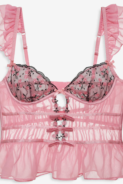 For Love and Lemons - Rose Cluster Bustier - Pink