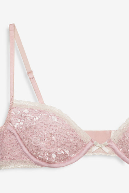 For Love and Lemons - Pamela Stretch Lace Underwire Bra - Pink