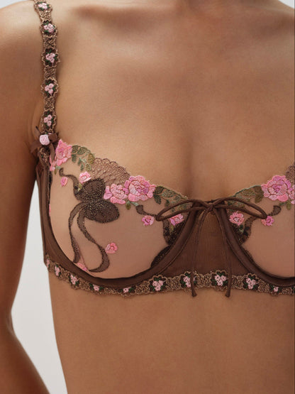 For Love and Lemons - Runaway Bows Underwire Bra - Brown