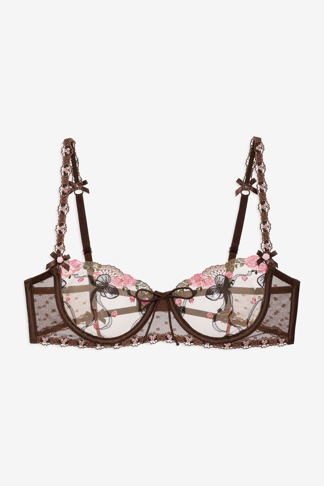 For Love and Lemons - Runaway Bows Underwire Bra - Brown