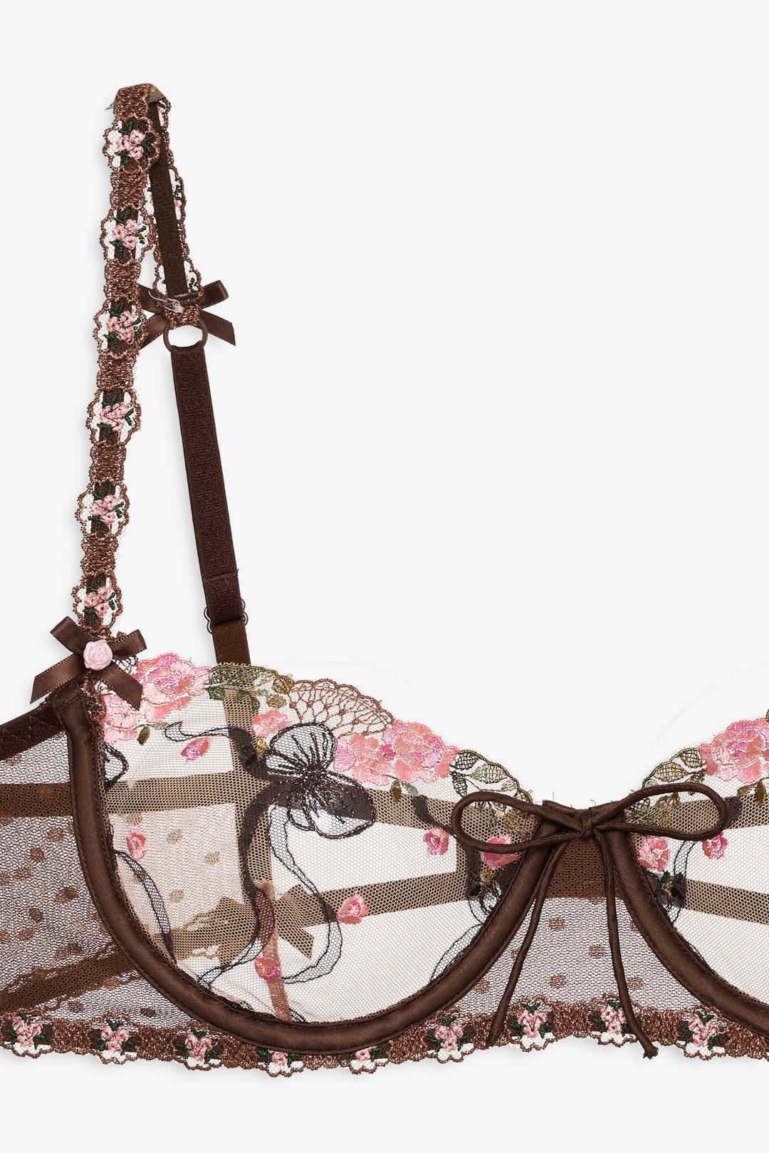 For Love and Lemons - Runaway Bows Underwire Bra - Brown
