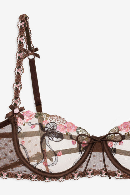 For Love and Lemons - Runaway Bows Underwire Bra - Brown