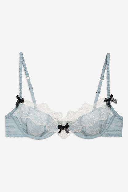 For Love and Lemons - Bluebird Jacquard Underwire Bra - Dusty Blue