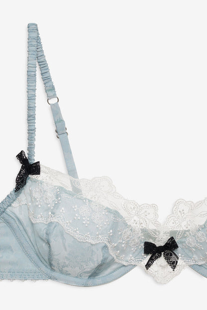 For Love and Lemons - Bluebird Jacquard Underwire Bra - Dusty Blue