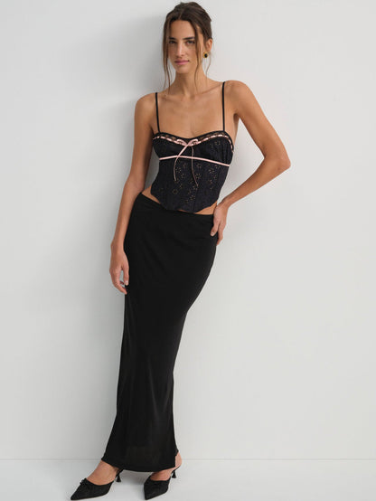 For Love and Lemons - Elena Eyelet Bustier - Black