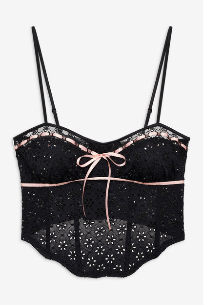 For Love and Lemons - Elena Eyelet Bustier - Black