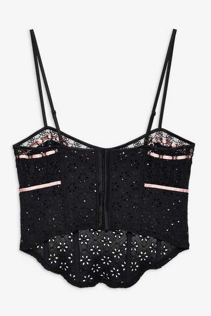 For Love and Lemons - Elena Eyelet Bustier - Black