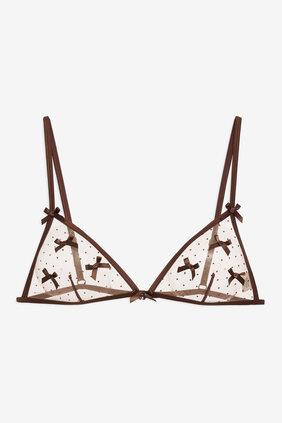 For Love and Lemons - Flock Dot Bows Triangle Bralette - Brown