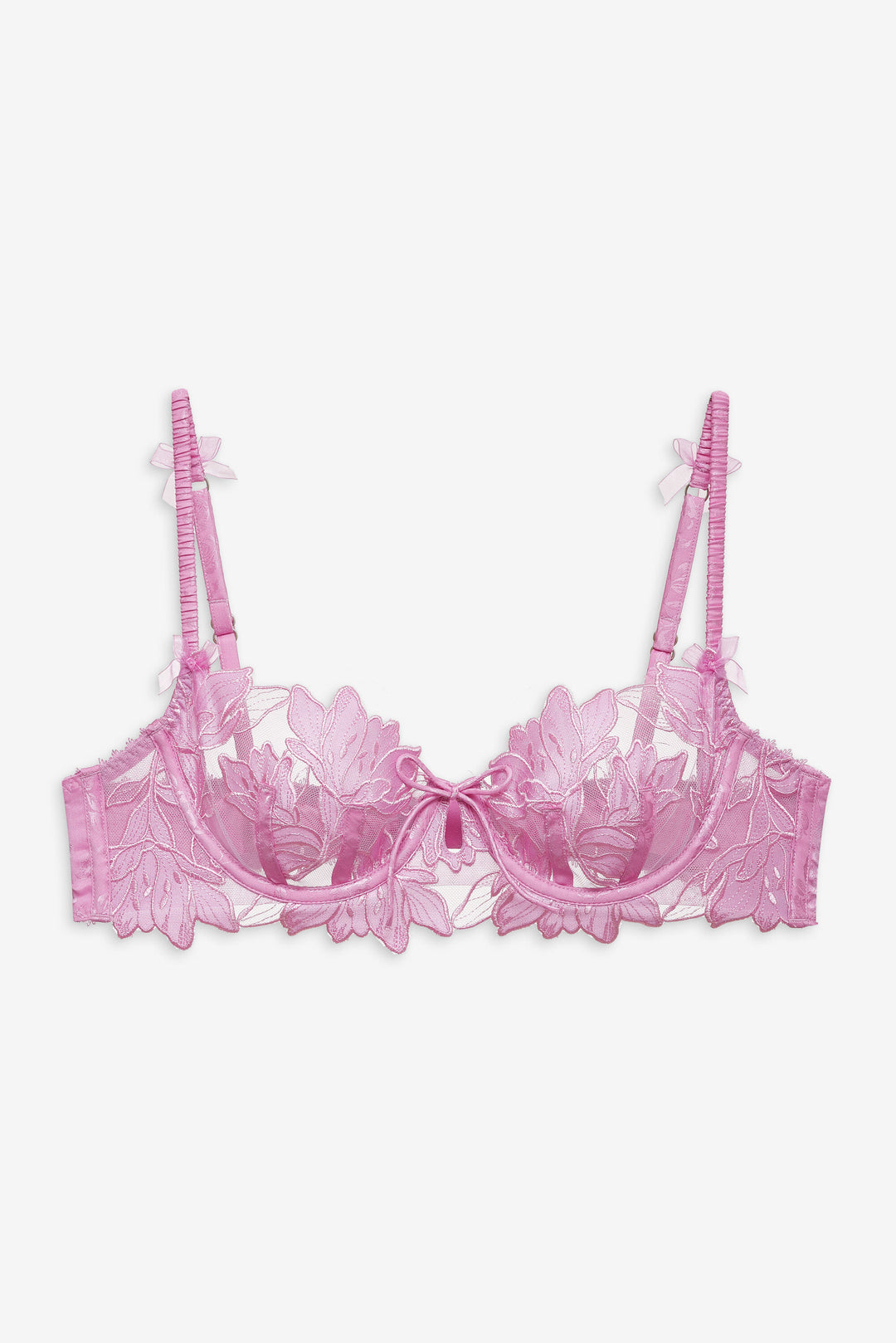 For Love and Lemons - Maye Embroidered Underwire Bra - Pink