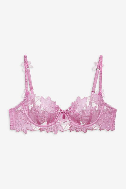 For Love and Lemons - Maye Embroidered Underwire Bra - Pink