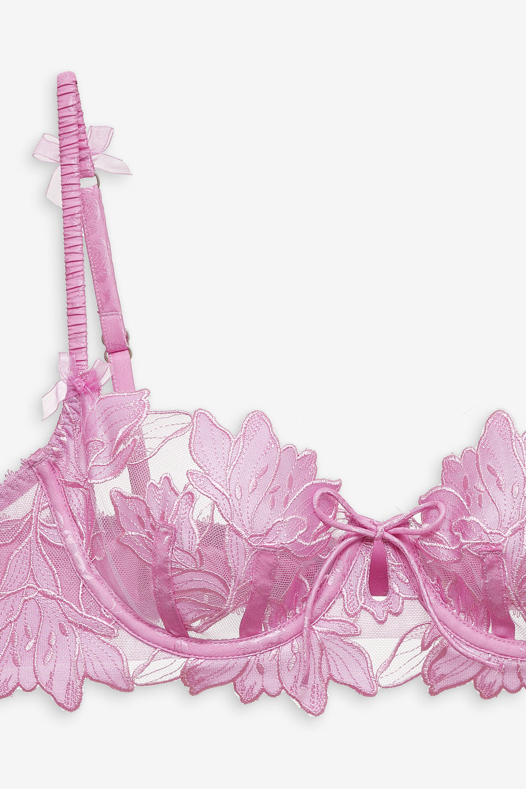 For Love and Lemons - Maye Embroidered Underwire Bra - Pink