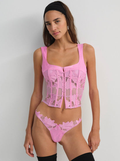 For Love and Lemons - Maye Embroidered Bustier - Pink