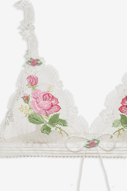 For Love and Lemons - Heirloom Rose Bralette - White