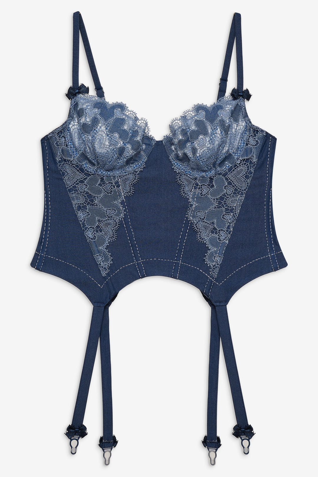 For Love and Lemons - Denim Hearts Bustier - Blue
