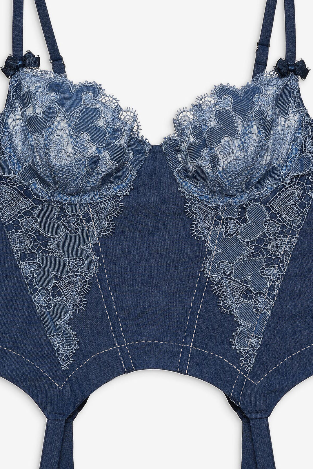 For Love and Lemons - Denim Hearts Bustier - Blue