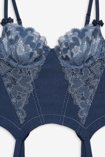 For Love and Lemons - Denim Hearts Bustier - Blue