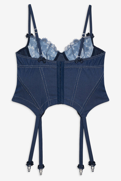 For Love and Lemons - Denim Hearts Bustier - Blue