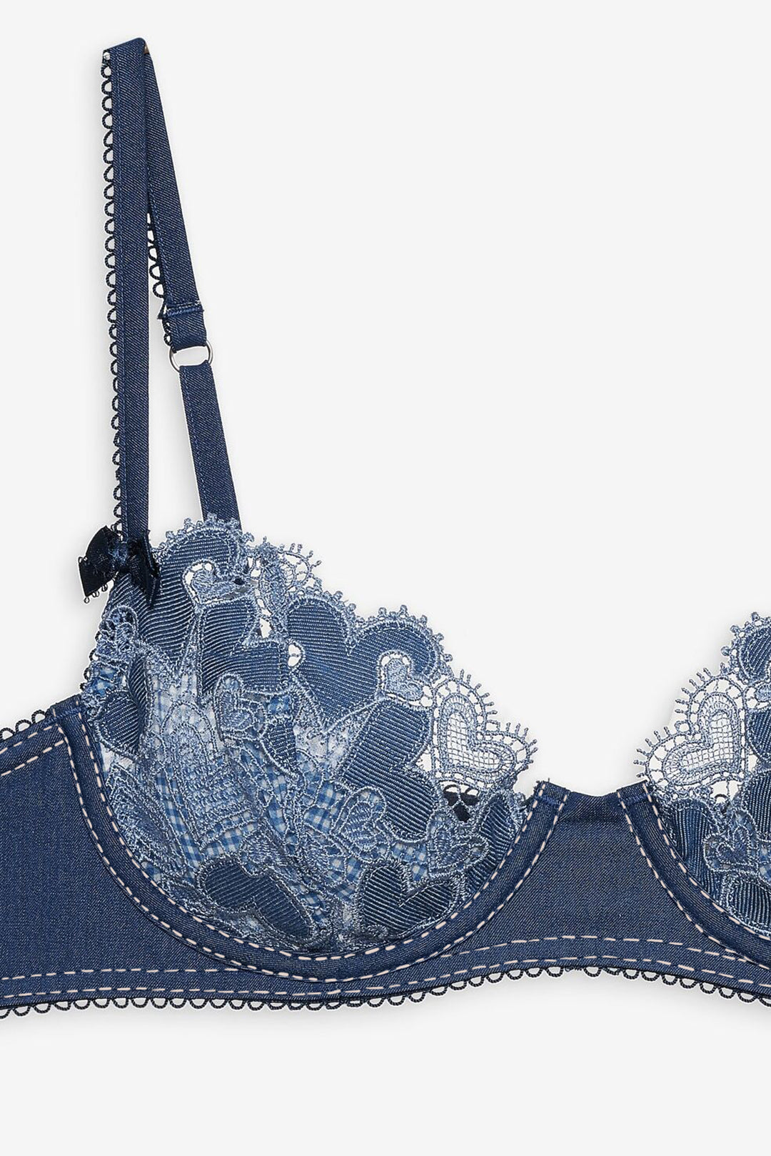 For Love and Lemons - Denim Hearts Underwire Bra - Blue
