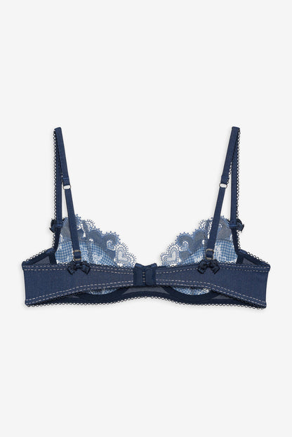 For Love and Lemons - Denim Hearts Underwire Bra - Blue