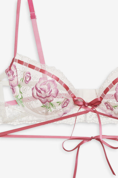 For Love and Lemons - Rose Milk Eyelet Underwire Bra - Pink