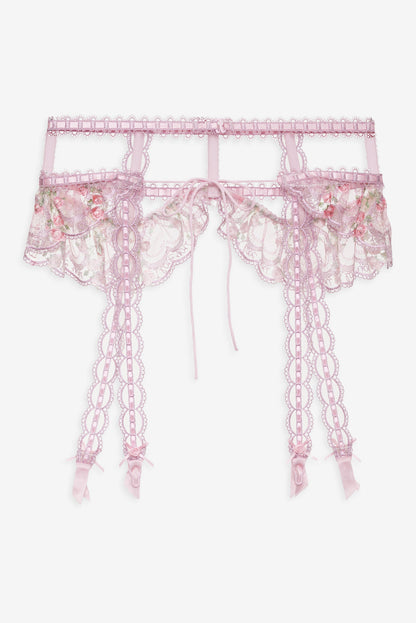 For Love and Lemons - Ily Embroidered Garter Belt - Pink