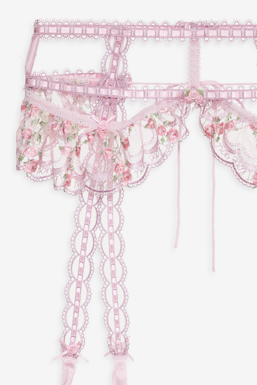 For Love and Lemons - Ily Embroidered Garter Belt - Pink