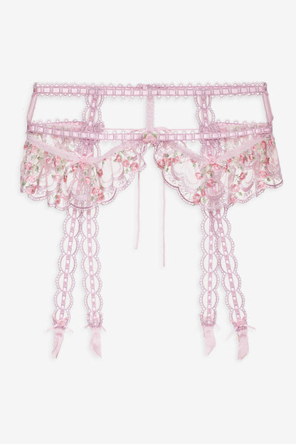 For Love and Lemons - Ily Embroidered Garter Belt - Pink