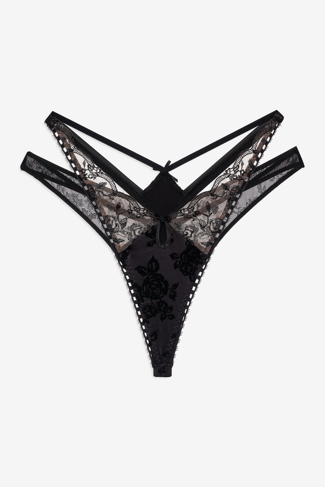 For Love and Lemons - Sonia Double Layer Thong Panty - Black