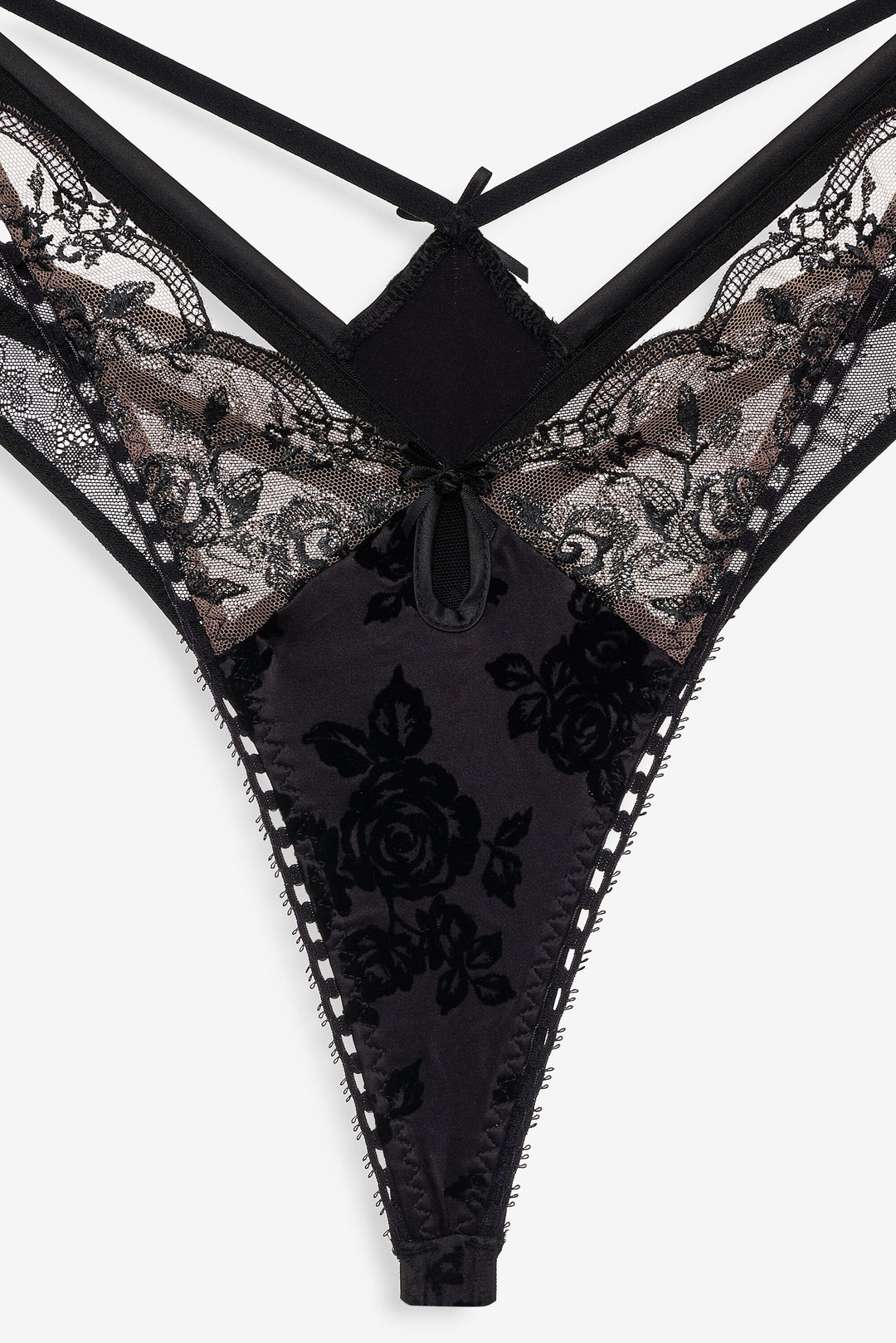 For Love and Lemons - Sonia Double Layer Thong Panty - Black