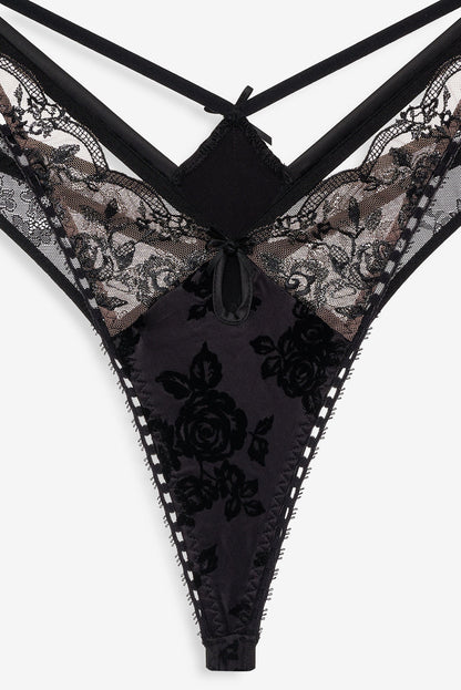 For Love and Lemons - Sonia Double Layer Thong Panty - Black