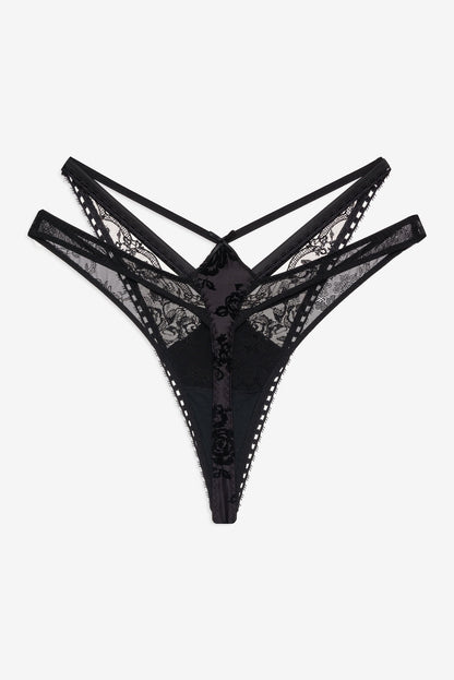 For Love and Lemons - Sonia Double Layer Thong Panty - Black