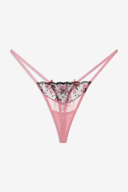 For Love and Lemons - Rose Cluster Thong Panty - Pink
