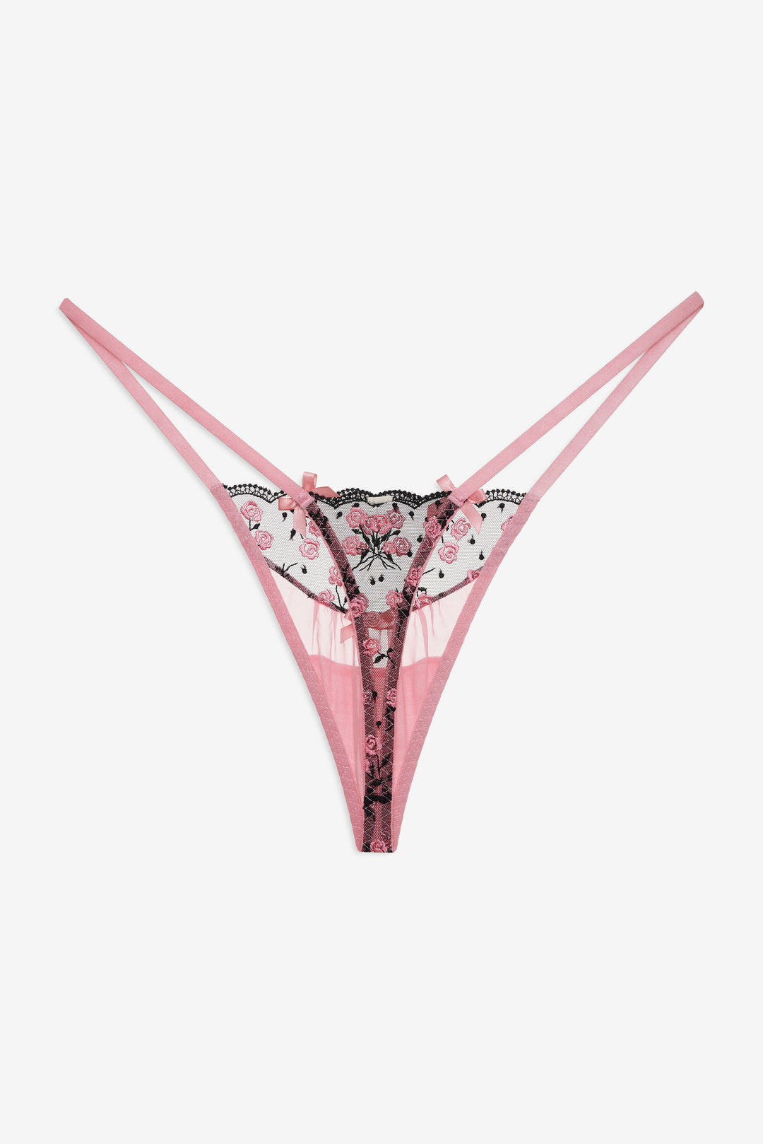 For Love and Lemons - Rose Cluster Thong Panty - Pink
