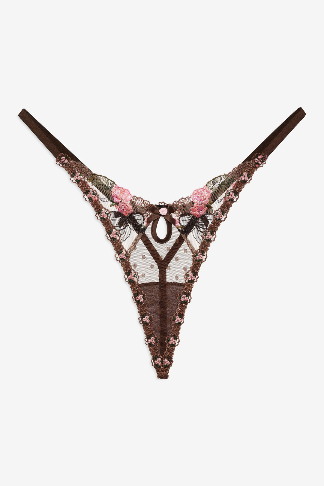For Love and Lemons - Runaway Bows Thong Panty - Brown
