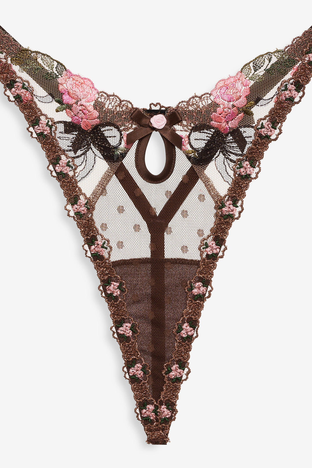 For Love and Lemons - Runaway Bows Thong Panty - Brown