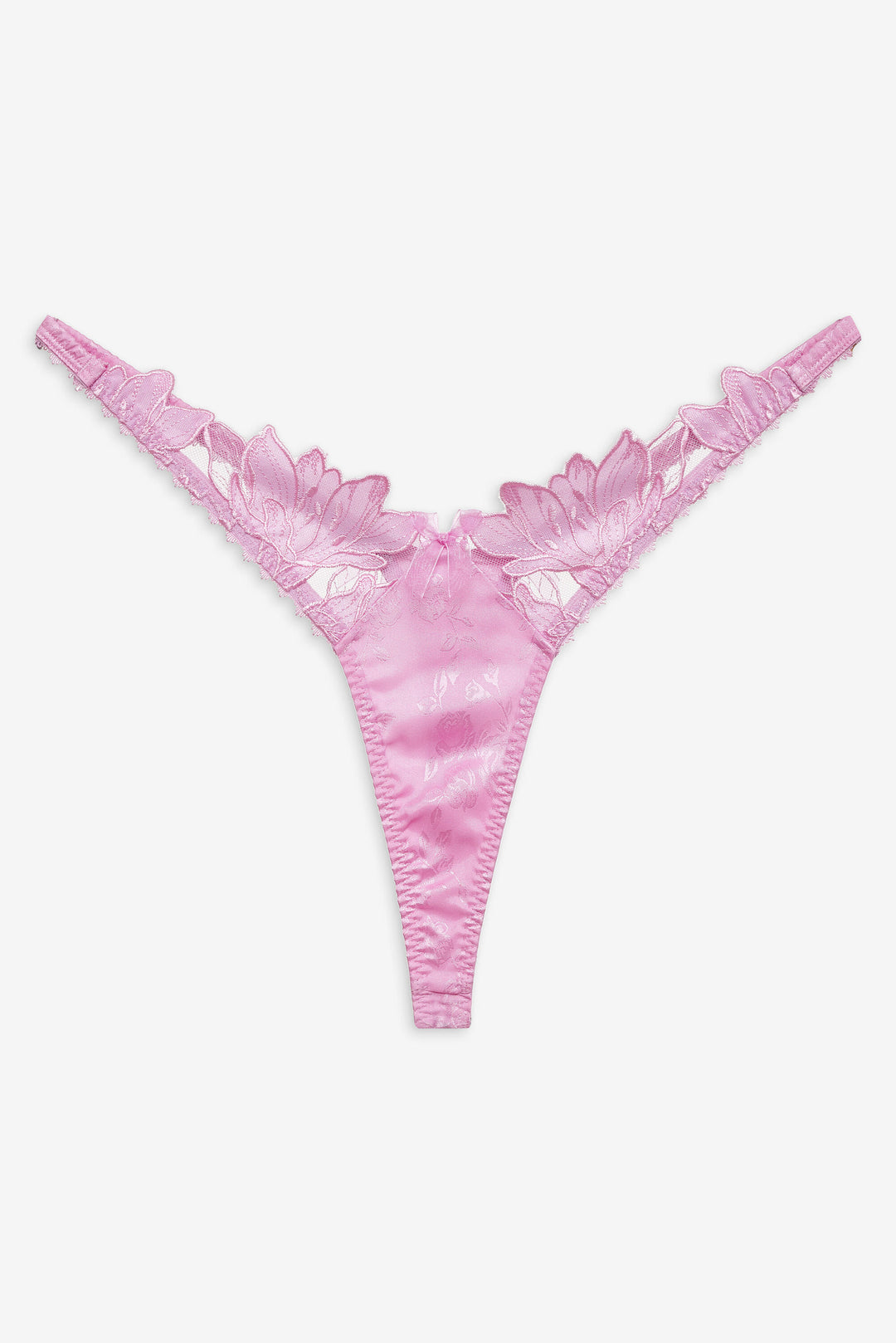 For Love and Lemons - Maye Embroidered Thong Panty - Pink