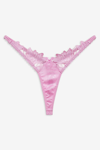 For Love and Lemons - Maye Embroidered Thong Panty - Pink